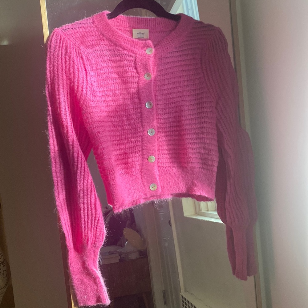 Aritzia Wilfred Hot Pink Cardigan